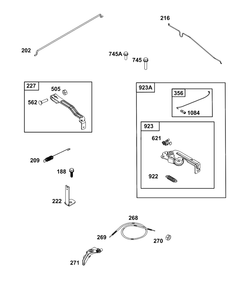 Controls Group Diagram and Parts List for 9P702-0061-H5  Briggs and Stratton Engine